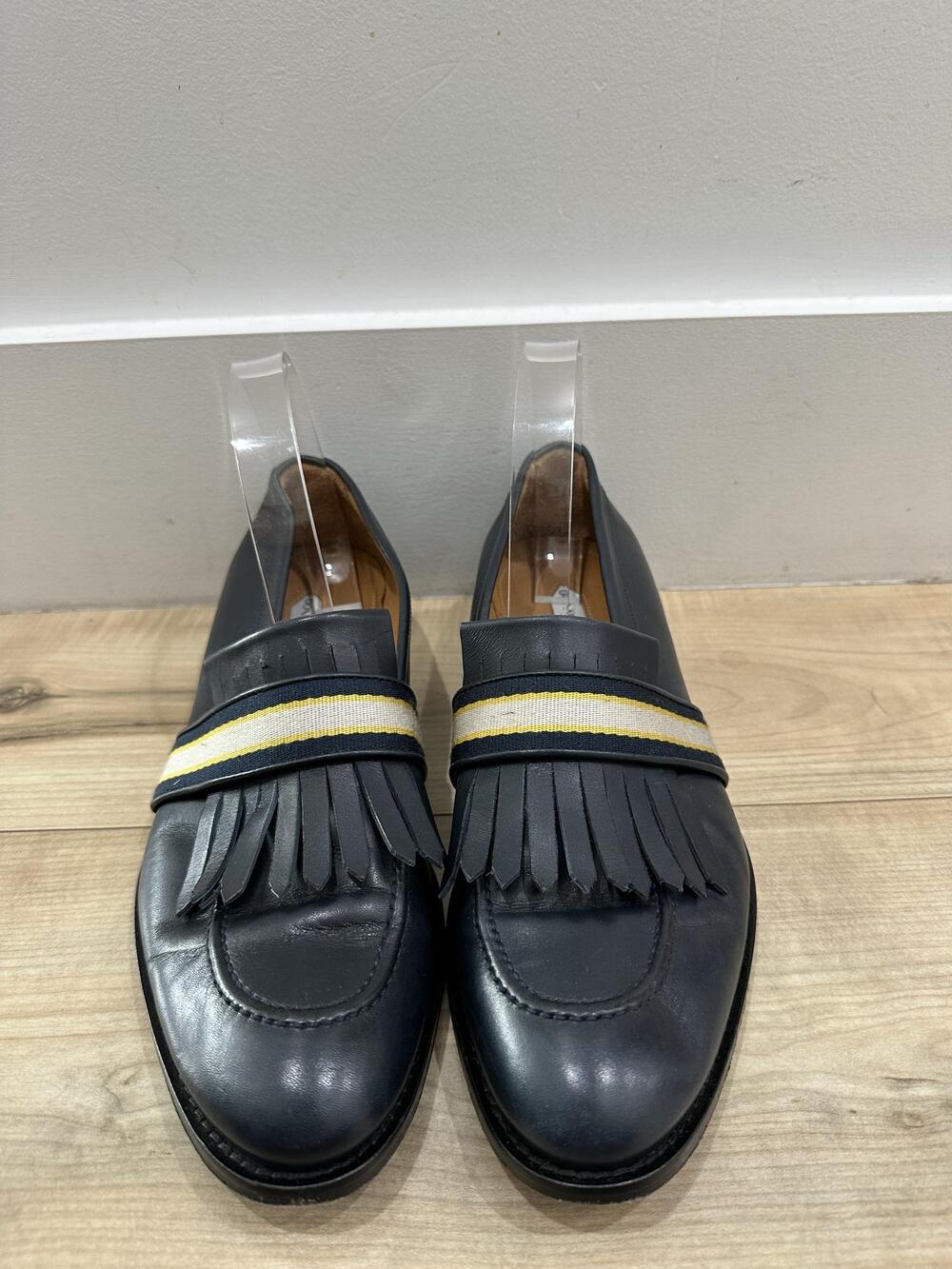 Donald Pliner Loafers Mens 8.5 Blue Leather Kiltie Fringe Slip On Made Italy